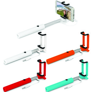selfie stick with coloured handle & holder