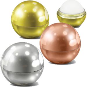 metallic lip balm balls in gold, copper or silver