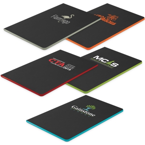 low budget A5 notebook features black PU cover with a variety of contrast colour edges