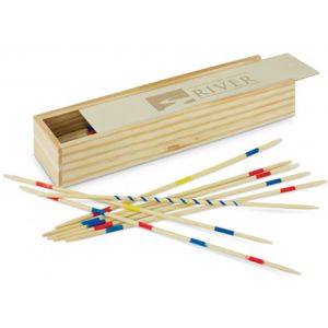 pick up sticks game in timber box with custom logo
