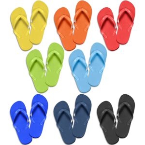 bright coloured thongs shown in a variety of colours