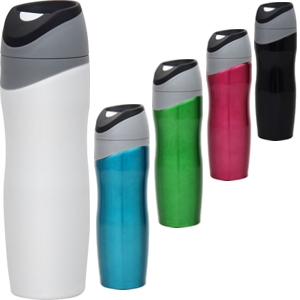popular thermal drink tumbler in 5 great colours, unique hourglass shape
