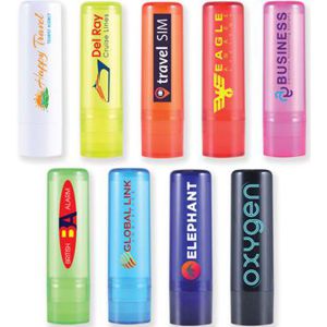 lip balm in bold colour twist tube packaging